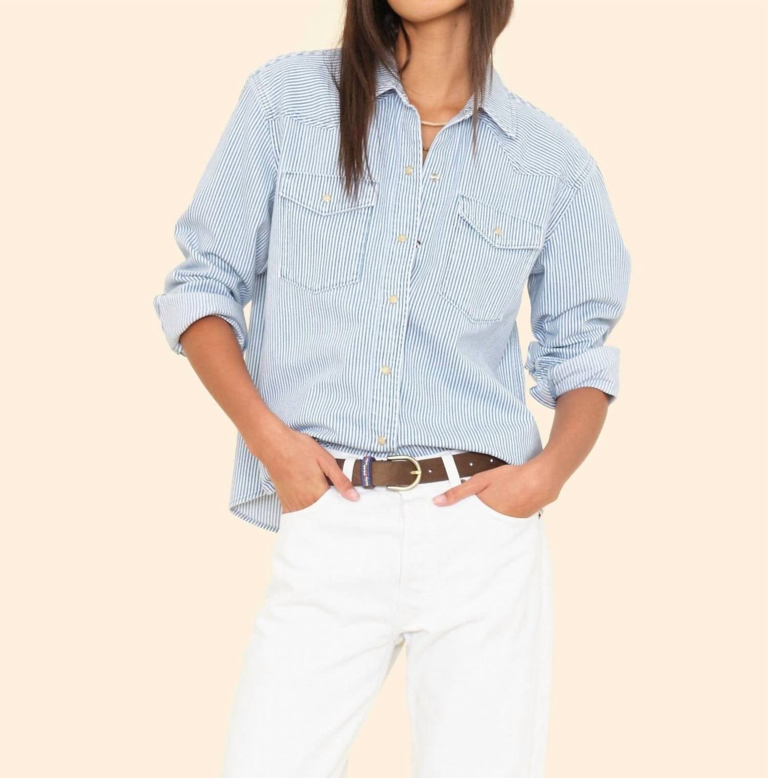 XIRENA Byron Denim Shirt in blue railroad - women's shirt