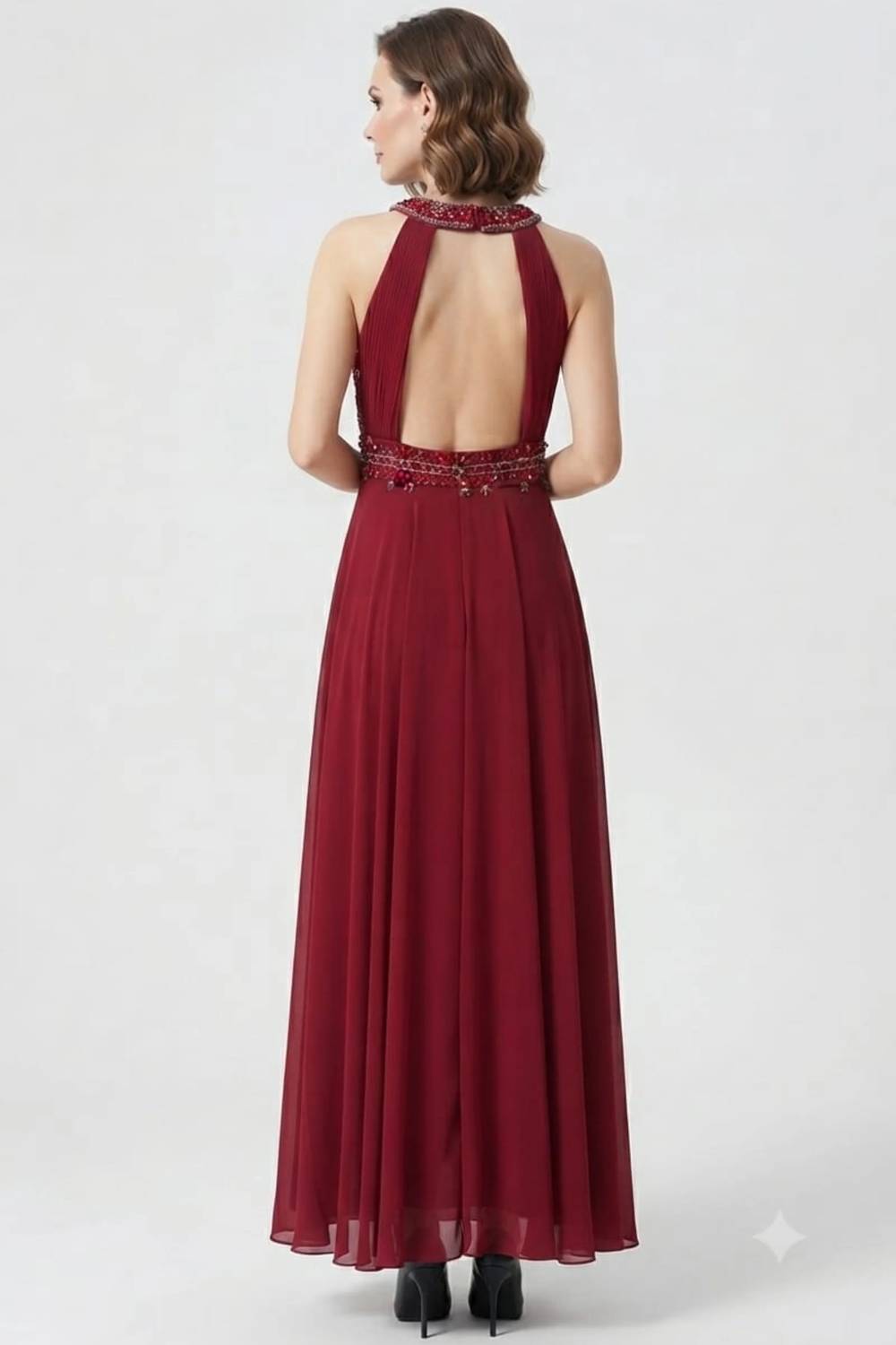 Sue Wong - Halter Beaded Cutout Back Evening Dress