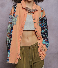 POL Balloon Sleeve Collar Shirt in coral - women's shirt