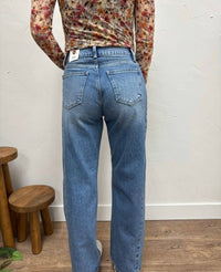 JUST BLACK DENIM Stretch Slight Barrel Twist Jean in med wash - women's jeans - alternate view