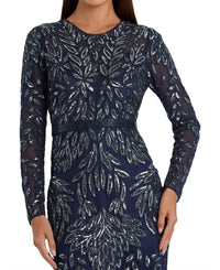 Mac Duggal - Long Sleeve Illusion Neck Sequin Beaded Gown