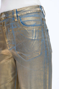 Bayeas Metallic Wide Leg Jeans in golden - women's jeans - view 5