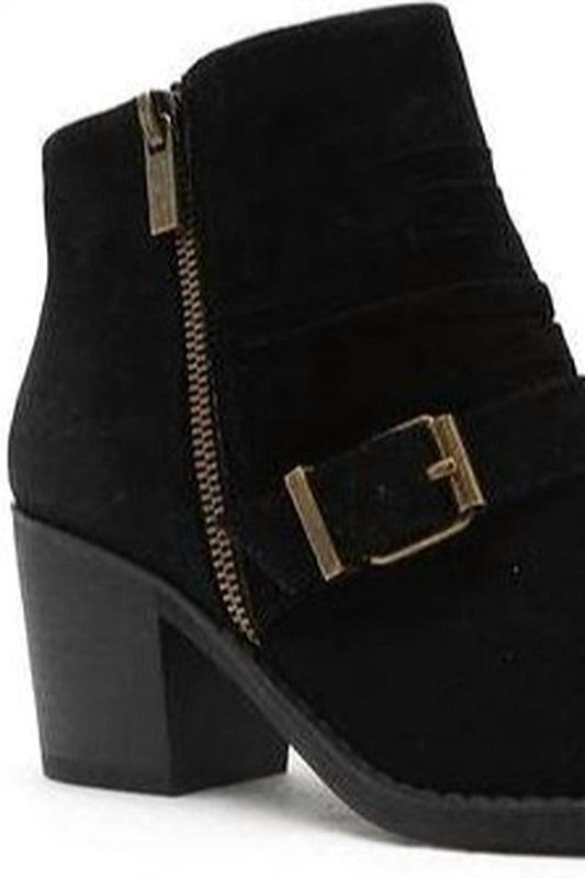 Faux Suede Bootie With Buckle