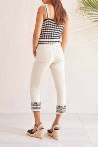Tribal - Audrey Embroidered Hem Crop Jeans