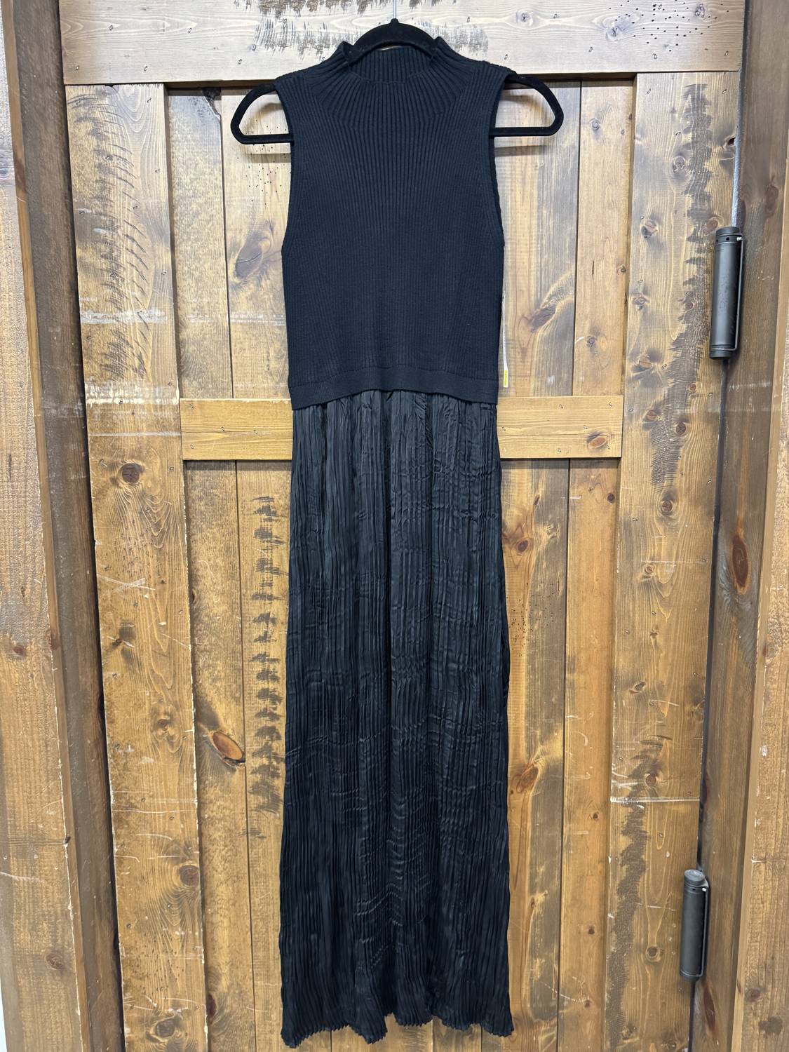 Tribal Femme - Women's Sleeveless Sweater Knit Top With Silk Pleated Skirt Maxi Dress