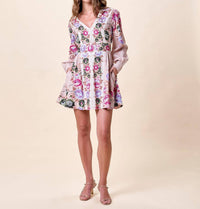 Cleobella Trudy Long Sleeve Mini Dress in silva prnt - women's dress