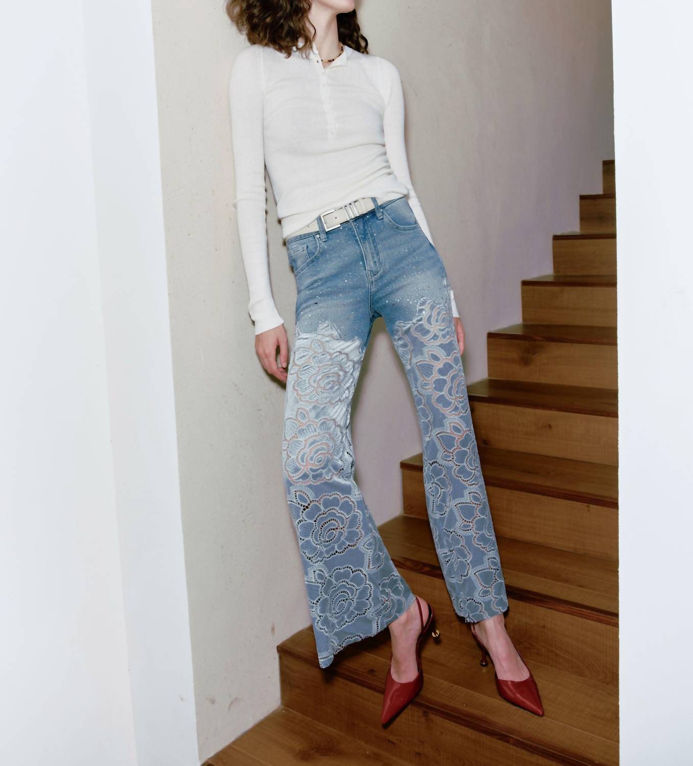Bayeas Retro Wide Leg Jeans in light blue - women's jeans - view 4