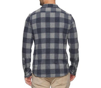 Flags & Anthem Hero Stretch Flannel Shirt in navy grey - men's long sleeve top - detail view