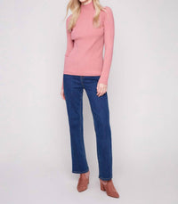 Charlie B - Ribbed Knit Mock Neck Sweater