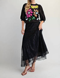 Easel - All Over Lace Skater Maxi Skirt