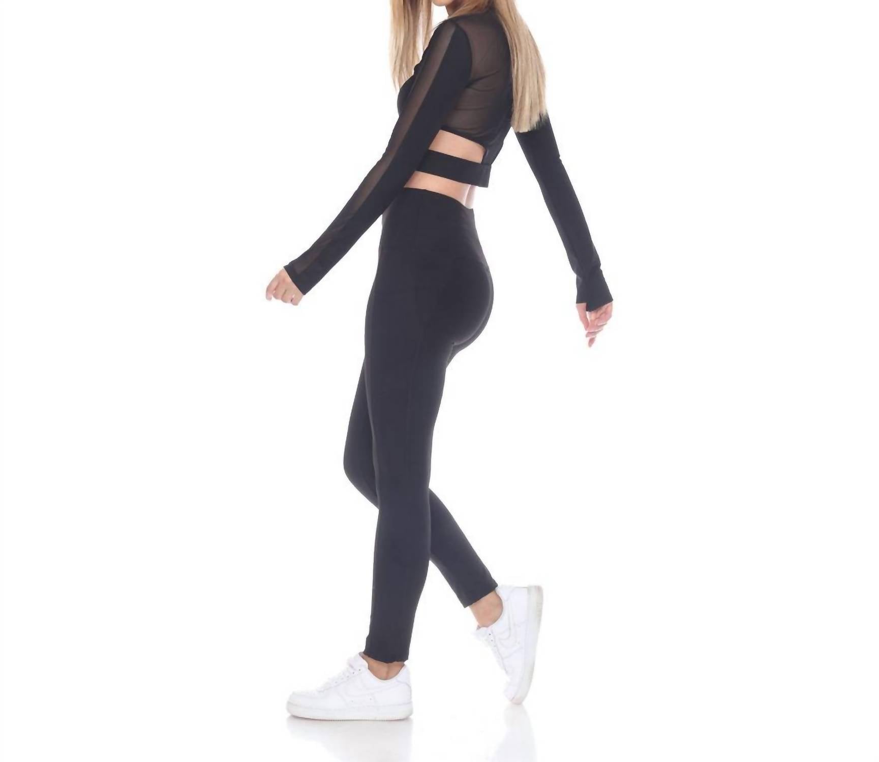 GOLDHAUS Ambition Long Sleeve Top in black - women's long sleeve top - alternate view
