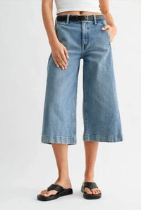 Just Panmaco Inc. - Capri Mid Rise Wide Leg Jeans