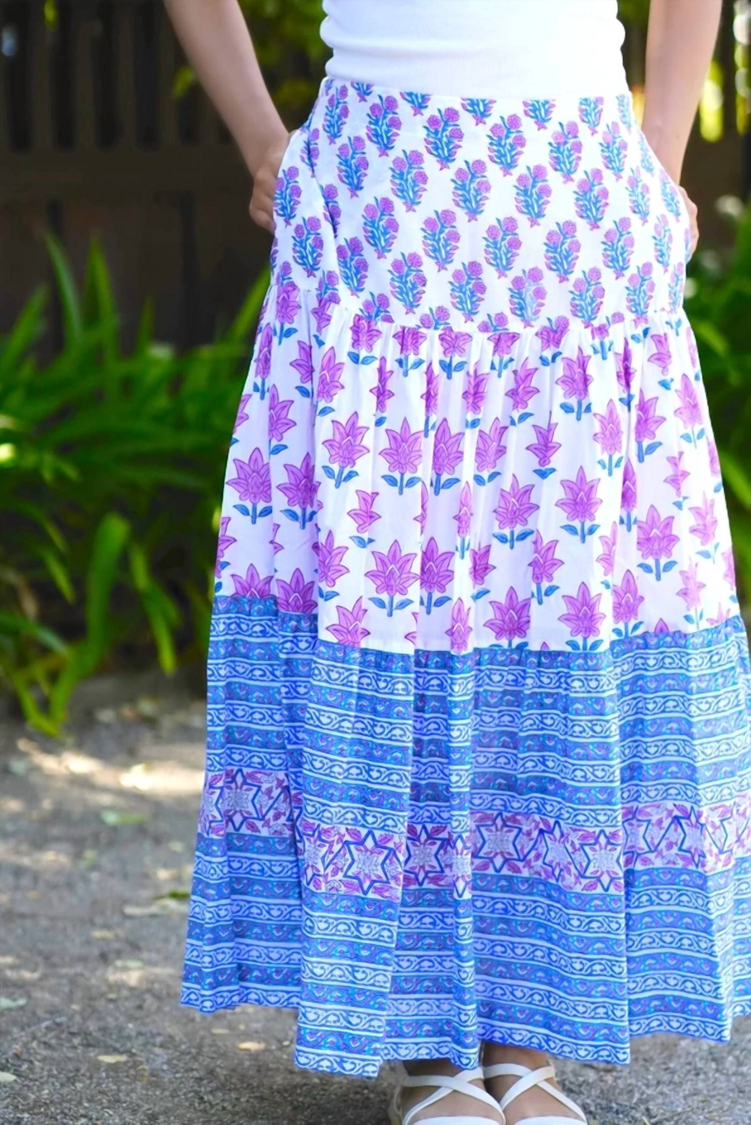 Dolma - Block Printed Tiered Cotton Skirt