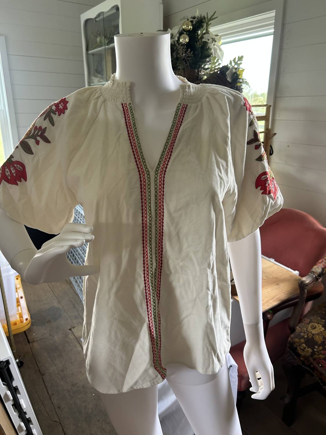 Thml - Women's Embroidered Detail Puff Corduroy Top
