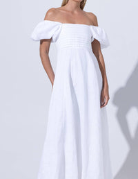 Lusana - Amy Puff Sleeve Linen Maxi Dress