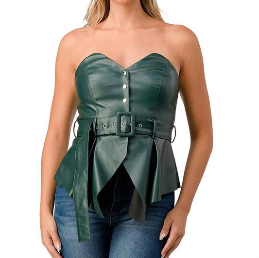 Evenuel - Vegan Leather Peplum Top