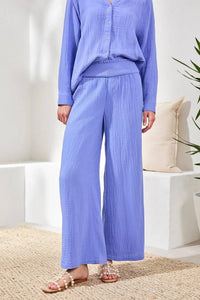 Tribal - Crinkle Gauze Elastic Waist Flowy Pants