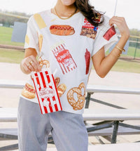 QUEEN OF SPARKLES Ballpark Food Tee in white - women's t-shirt