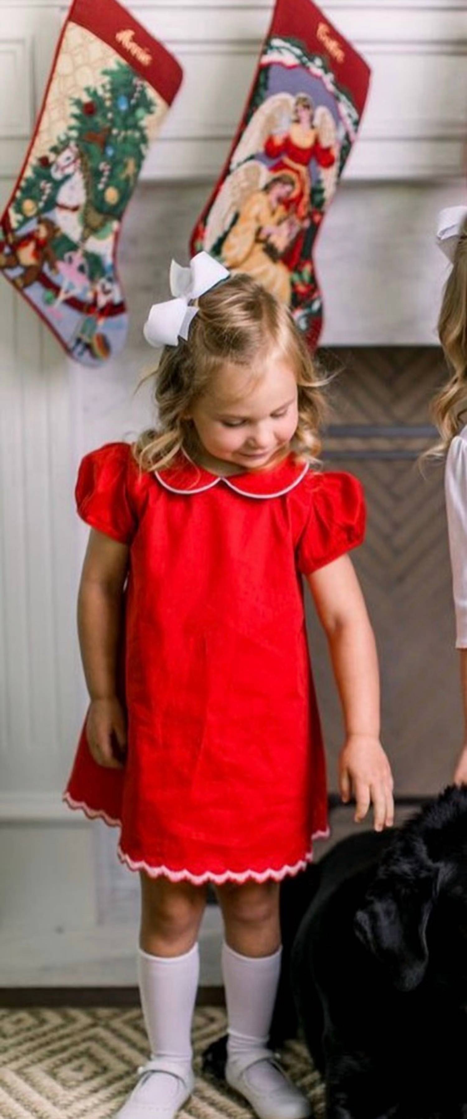 THE PROPER PEONY Ramsay Puff Sleeve Dress in red - kids' dress