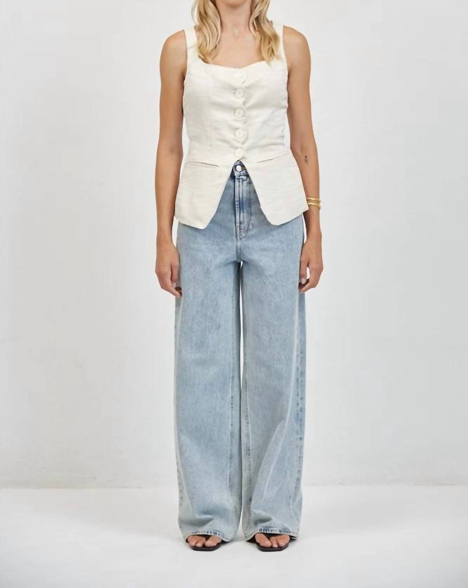 A.Ren - Celine Linen Button Down Top