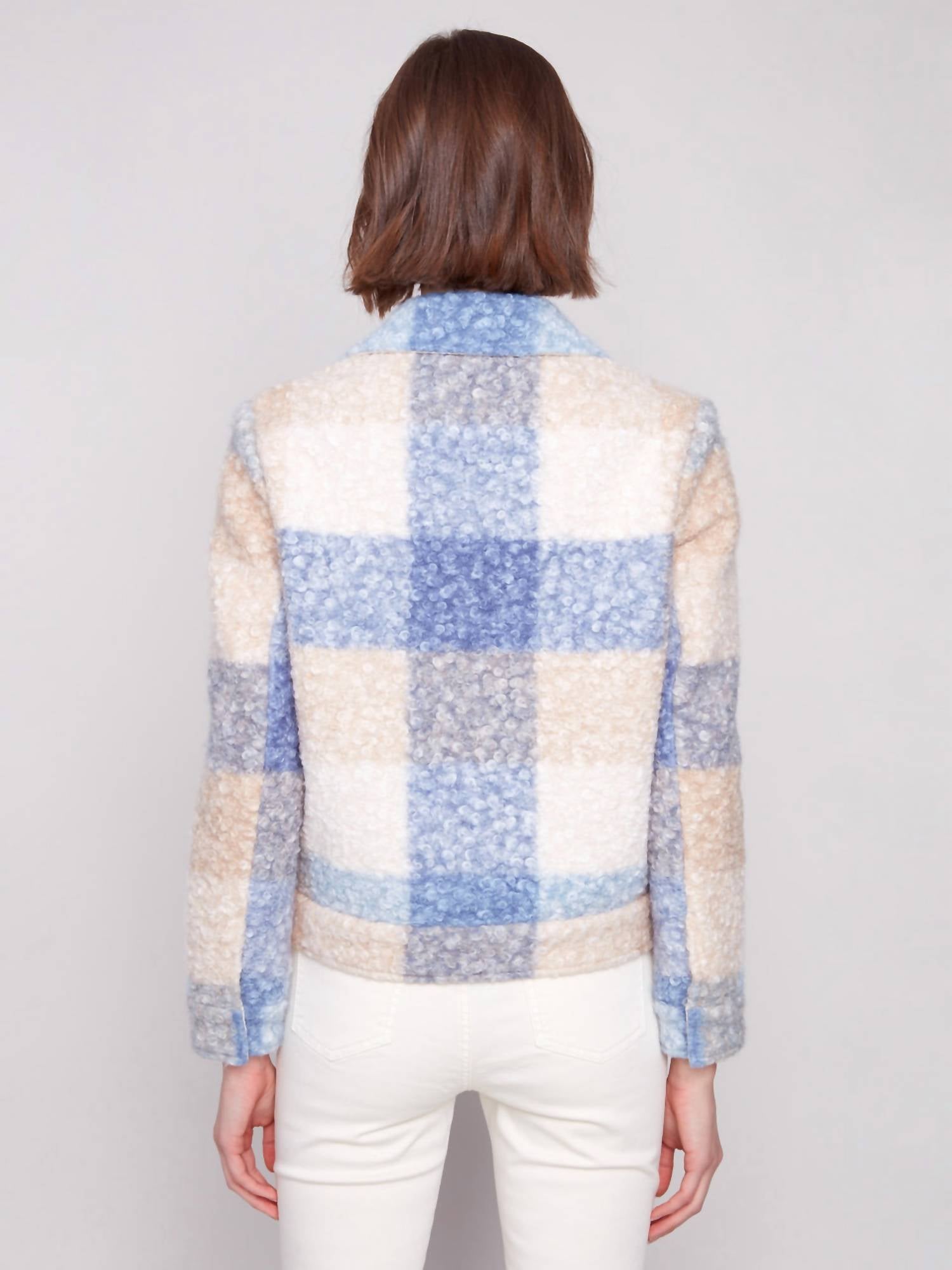 Charlie B - Plaid Bouclé Knit Short Coat