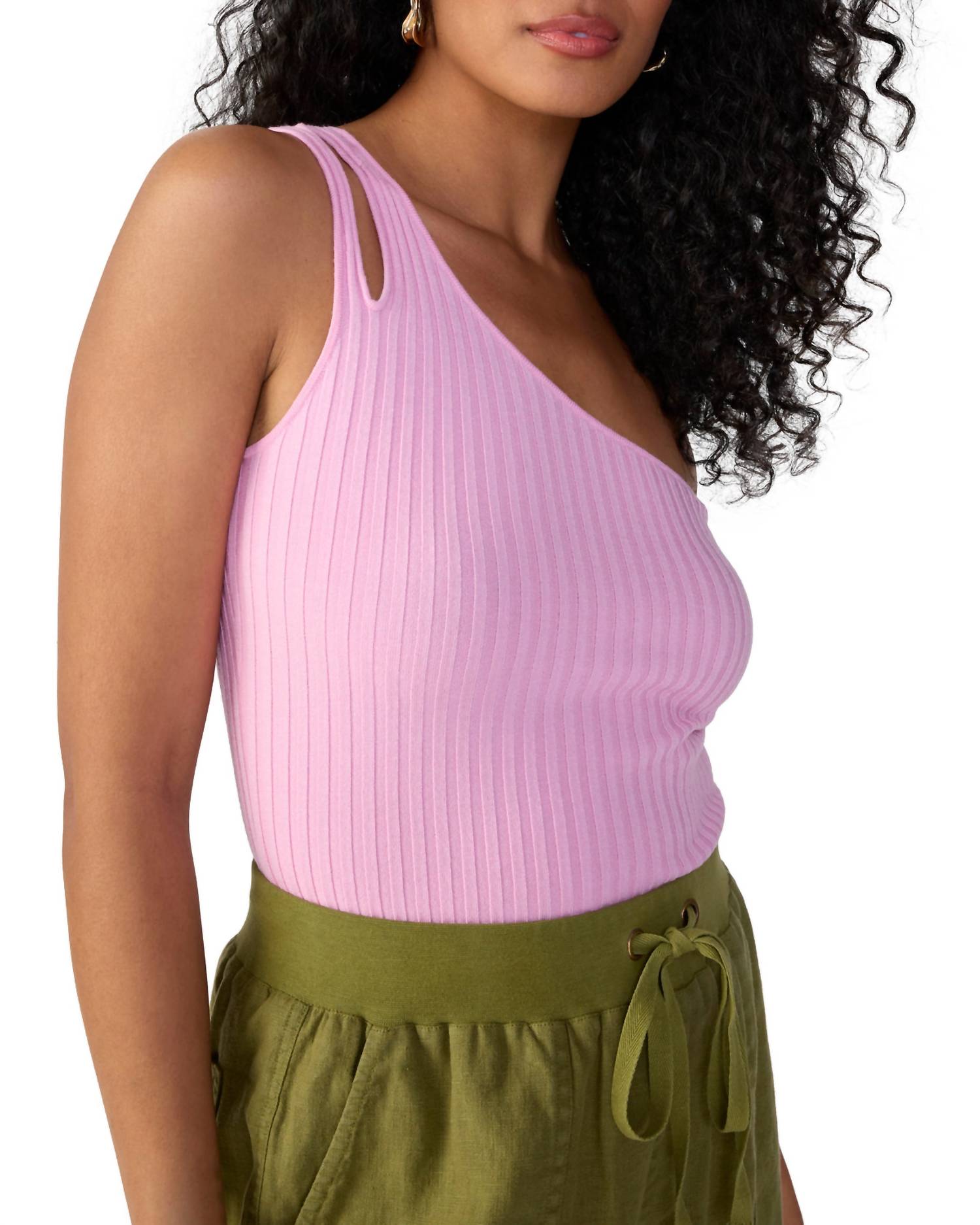 One Shoulder Rib Tank