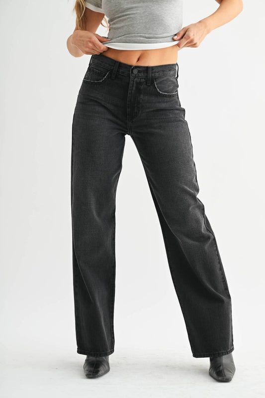 Just Black Denim - Relaxed Waist Straight Leg Jeans