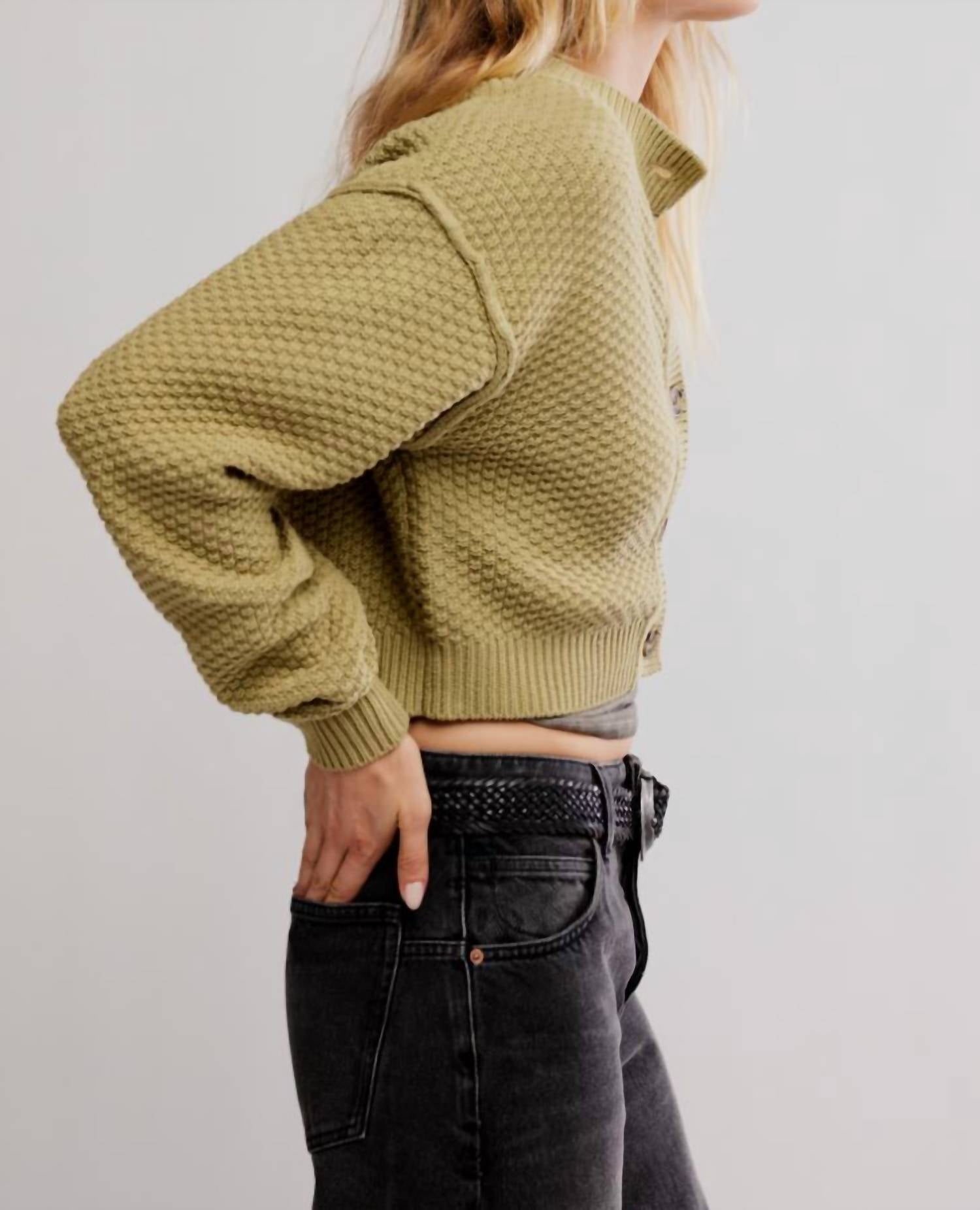 Free People Lila Cardigan in green - women's cardigan - alternate view