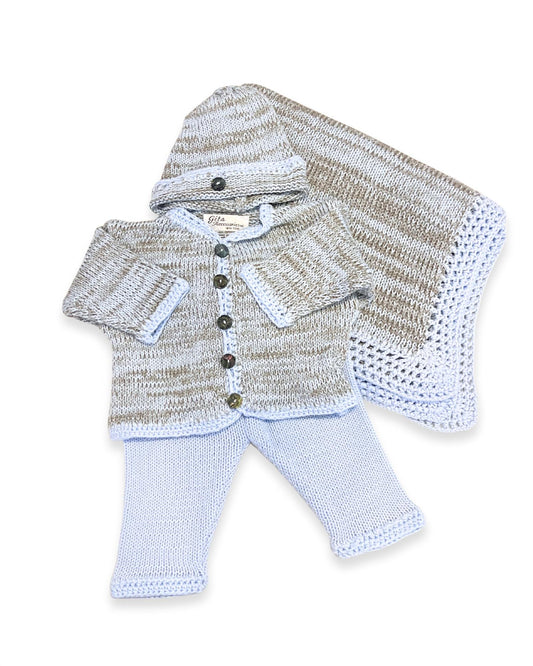 Gita - Boy's 2pc Tweed Cardigan With Hat