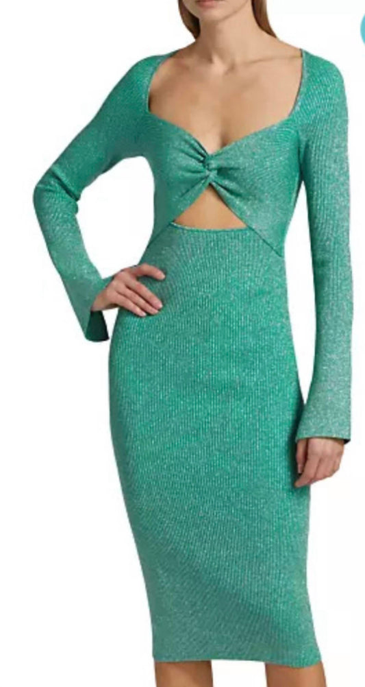 L'Agence - Boa Twisted Front Metallic Dress