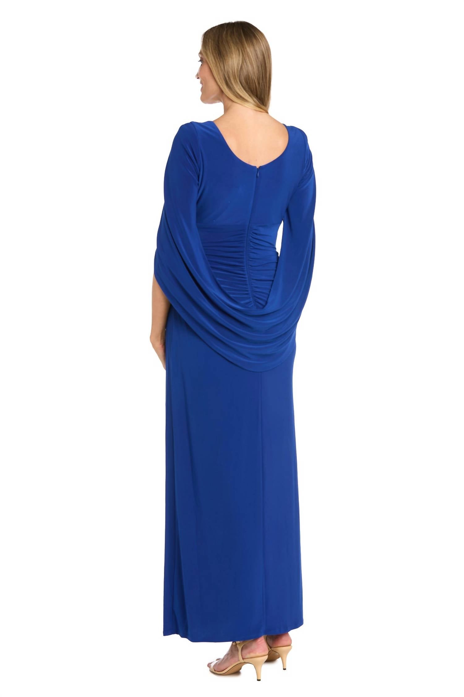 R&M Richards - Draped With Rhinestone Detailing Shoulder Dress