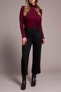 TRIBAL High Rise Fly Front Capri Pants in black - women's pants