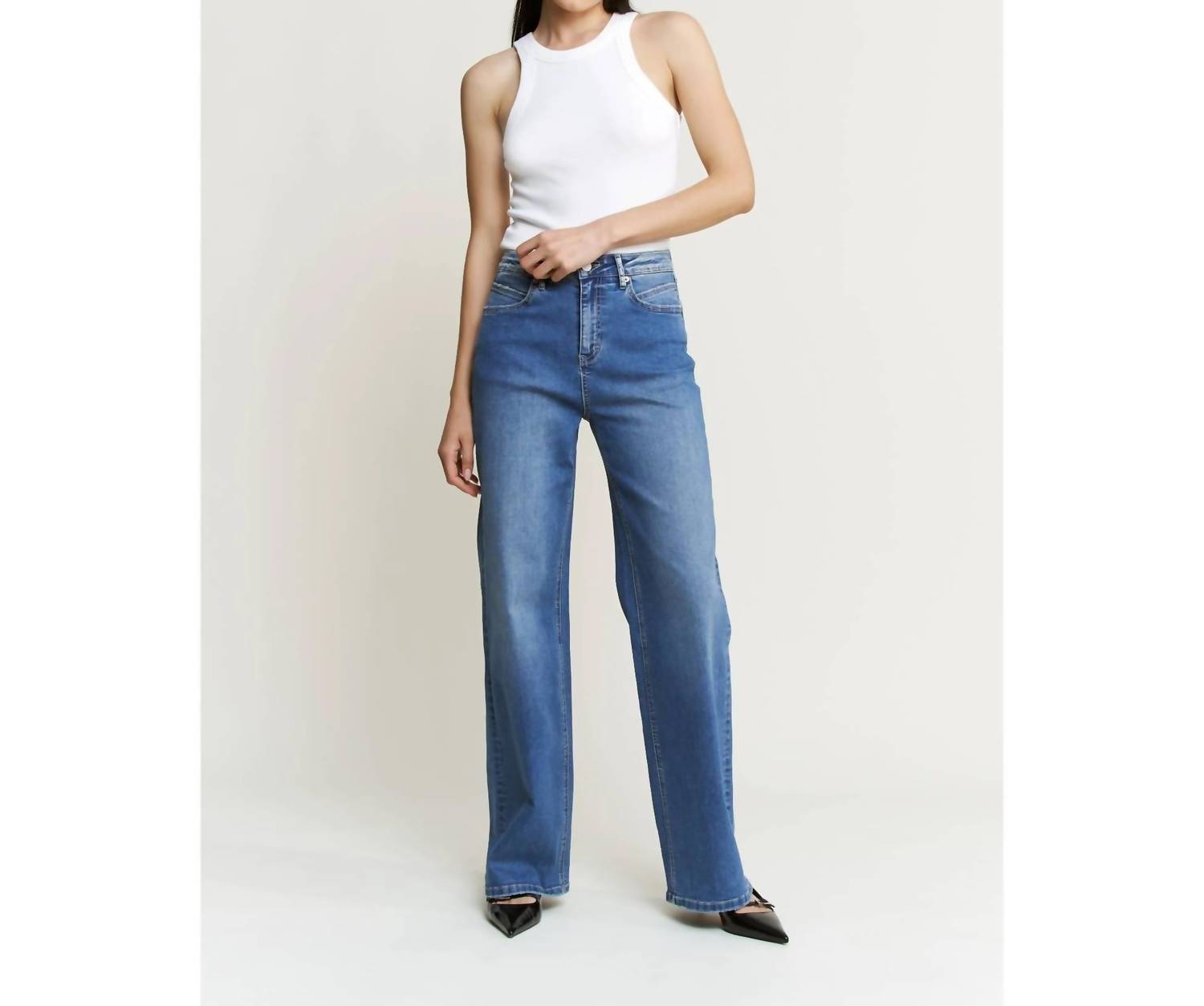 Mica Denim - High Rise Stretch Wide Leg Jeans