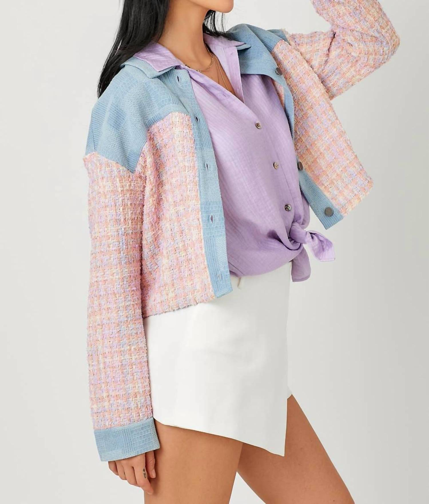 Mystree - Mixed Feelings Denim & Tweed Jacket