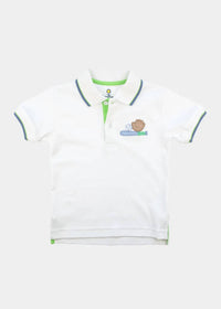 Florence Eiseman Boys' Baseball Polo Shirt in white blue - kids' shirt