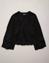 AE77 Women’s Cashmere Boxy Sweater in black - women's sweater - view 4