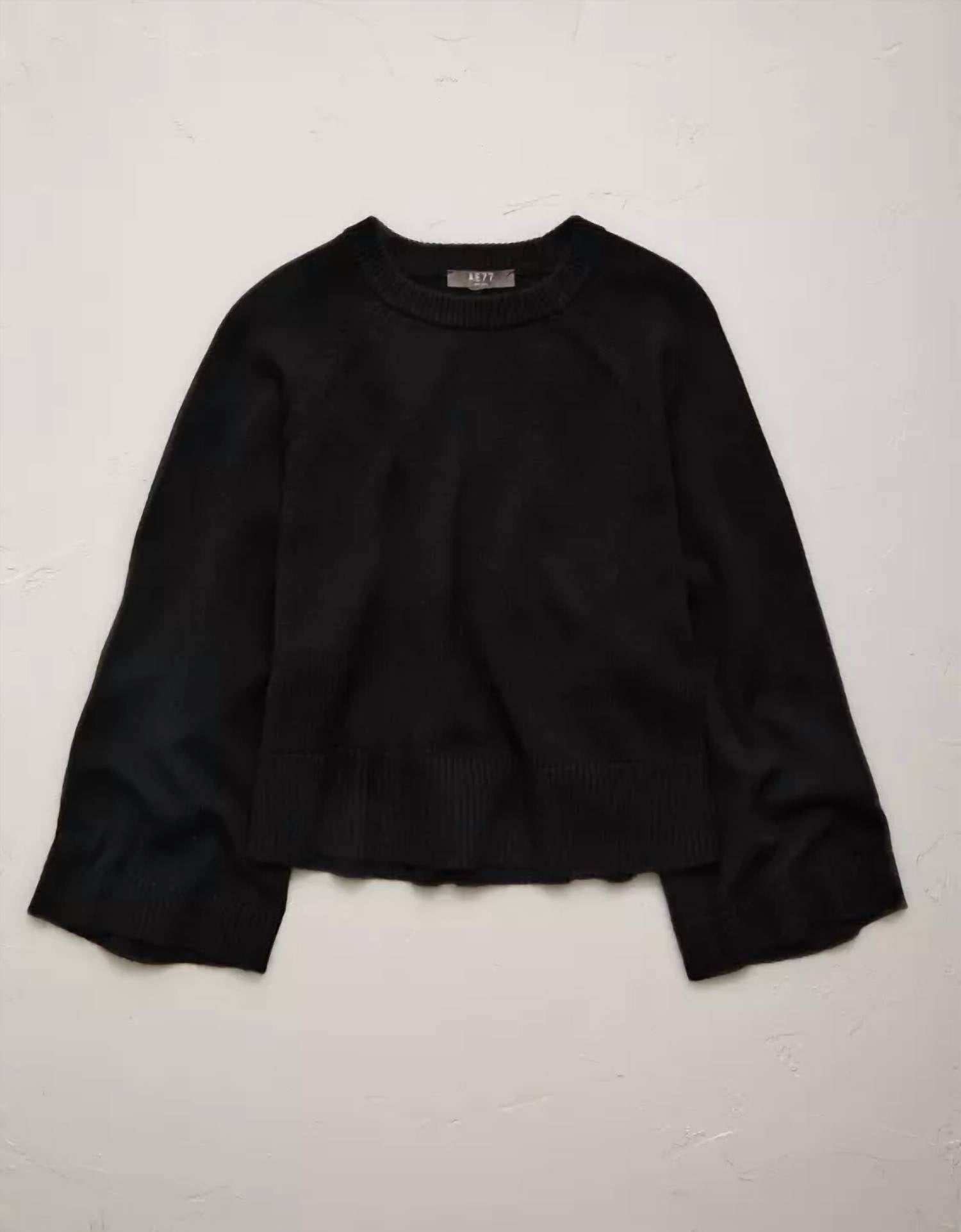 AE77 Women’s Cashmere Boxy Sweater in black - women's sweater - view 4
