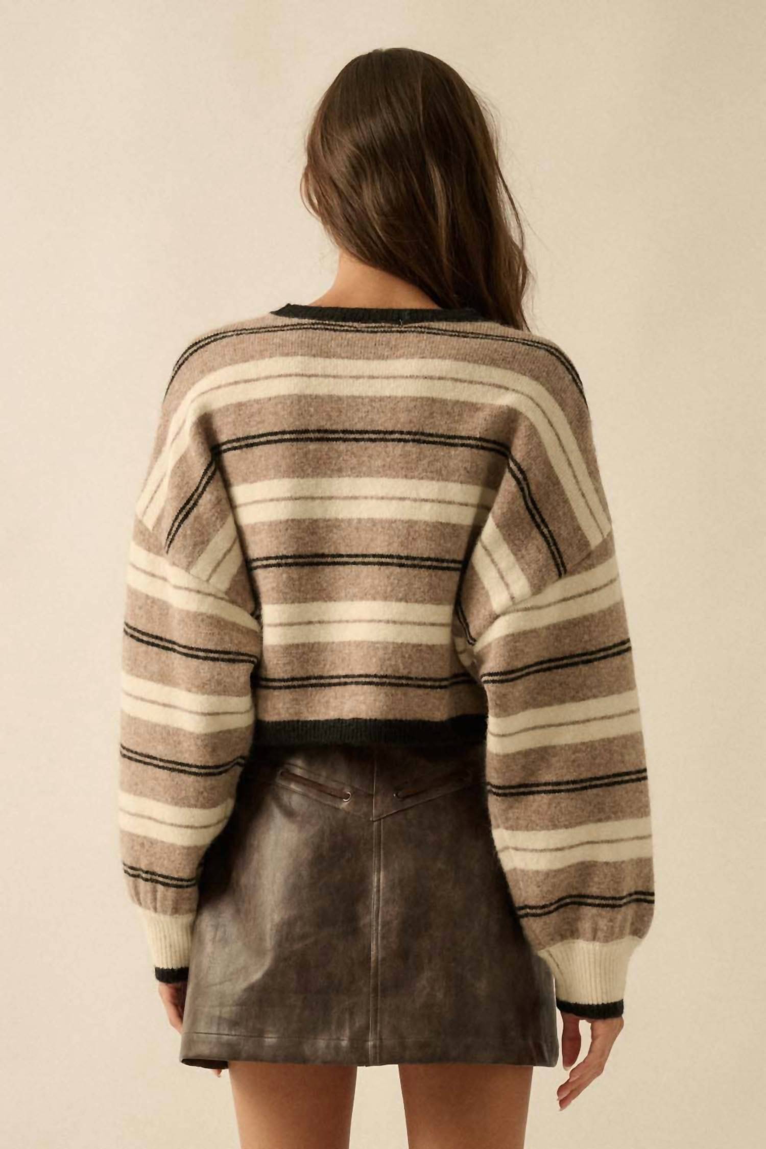Promesa - Striped Dolman Sleeve Sweater