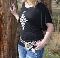 Cowgirl Justice Aztec Dolman Tee in black - women's t-shirt - alternate view