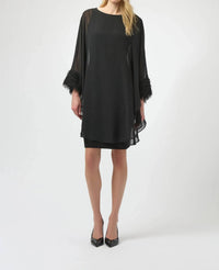 Joseph Ribkoff - Chiffon Overlay Fringe Cuff Dress