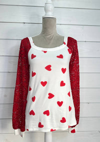Bibi - Lace Heart Valentines Top