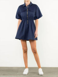 Thml - Puff Sleeve Half-zip Dress