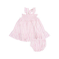 Angel Dear - Girl's Candy Stripe Smocked Ruffle Sundress And Diaper Cover