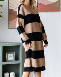 First Love - Striped Knit Sweater Dress