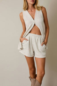 GILLI V-neck Sleeveless Tunic Top in melange - women's shirt - view 5