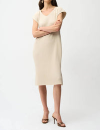 Joseph Ribkoff - Pleated V-neck Midi Shift Dress