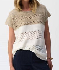 Joseph Ribkoff - Color Block Metallic Sweater Knit Pullover