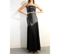 Mulla - Slit And Faux Leather Pleated Maxi Skirt