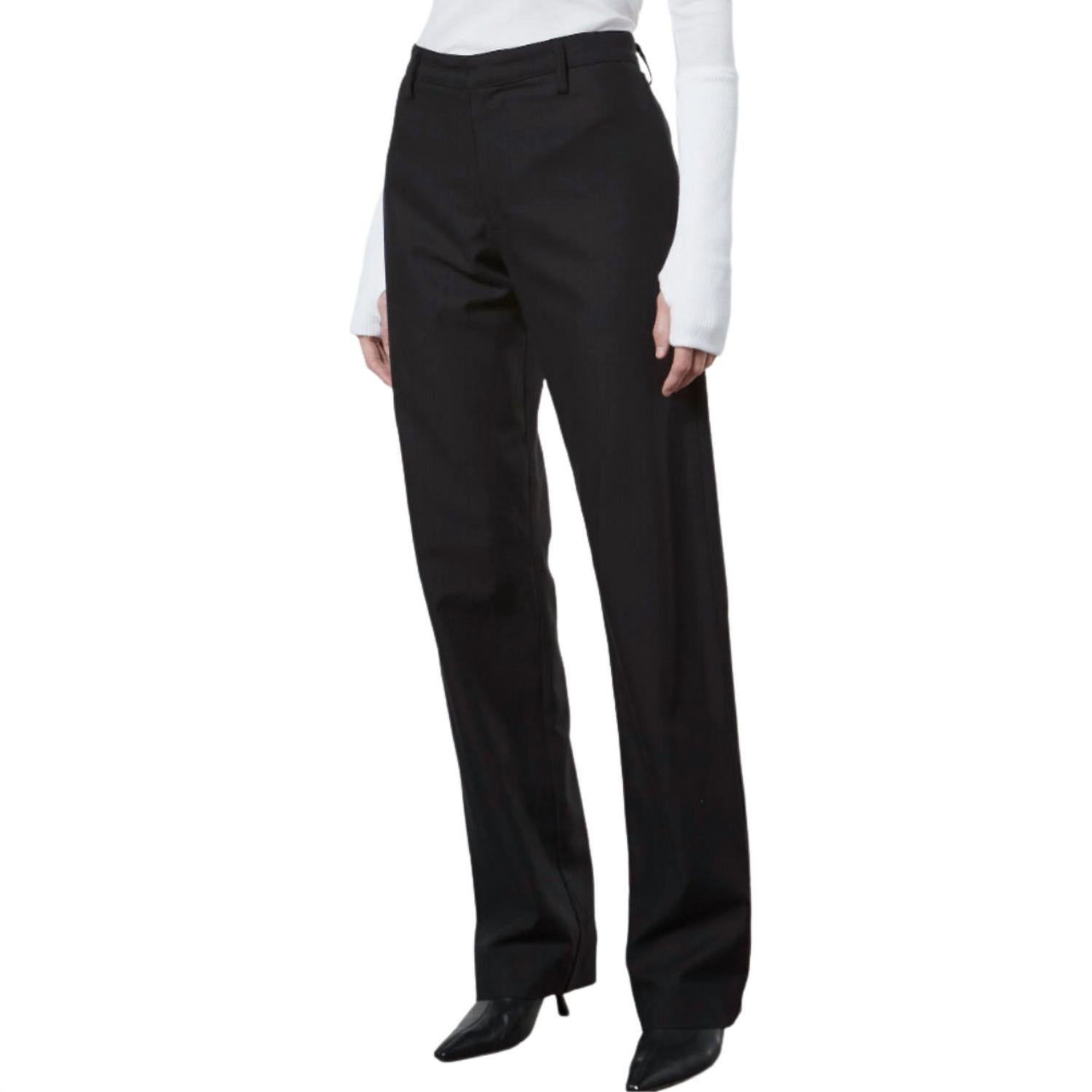 Enza Costa Women's Straight Leg Chino Pants in black - women's pants - detail view