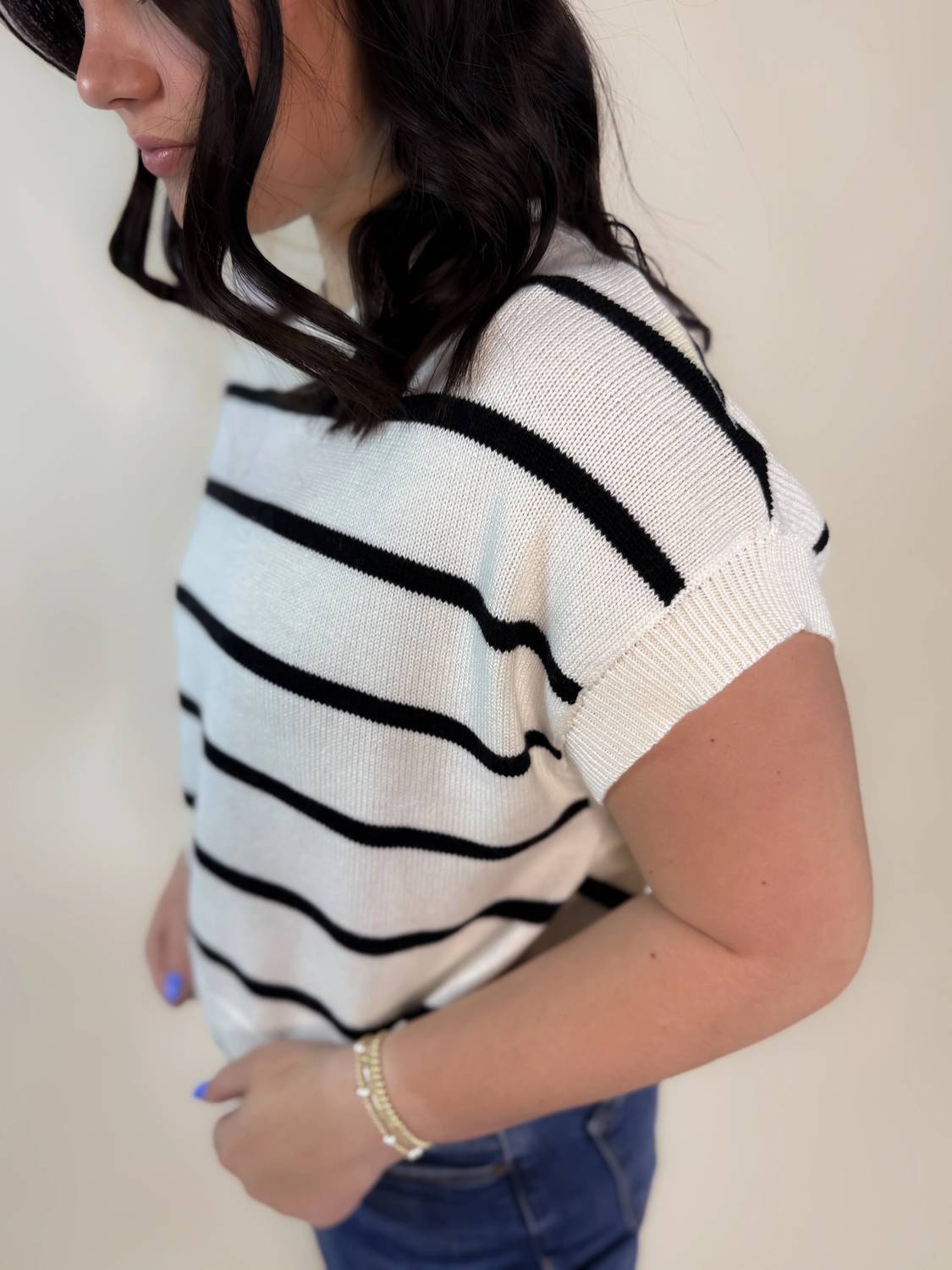 Hyfve - Striped Crew Neck Knit Top